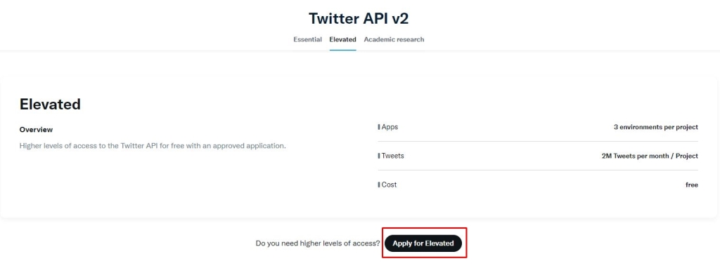 Twitter API v2 Elevated